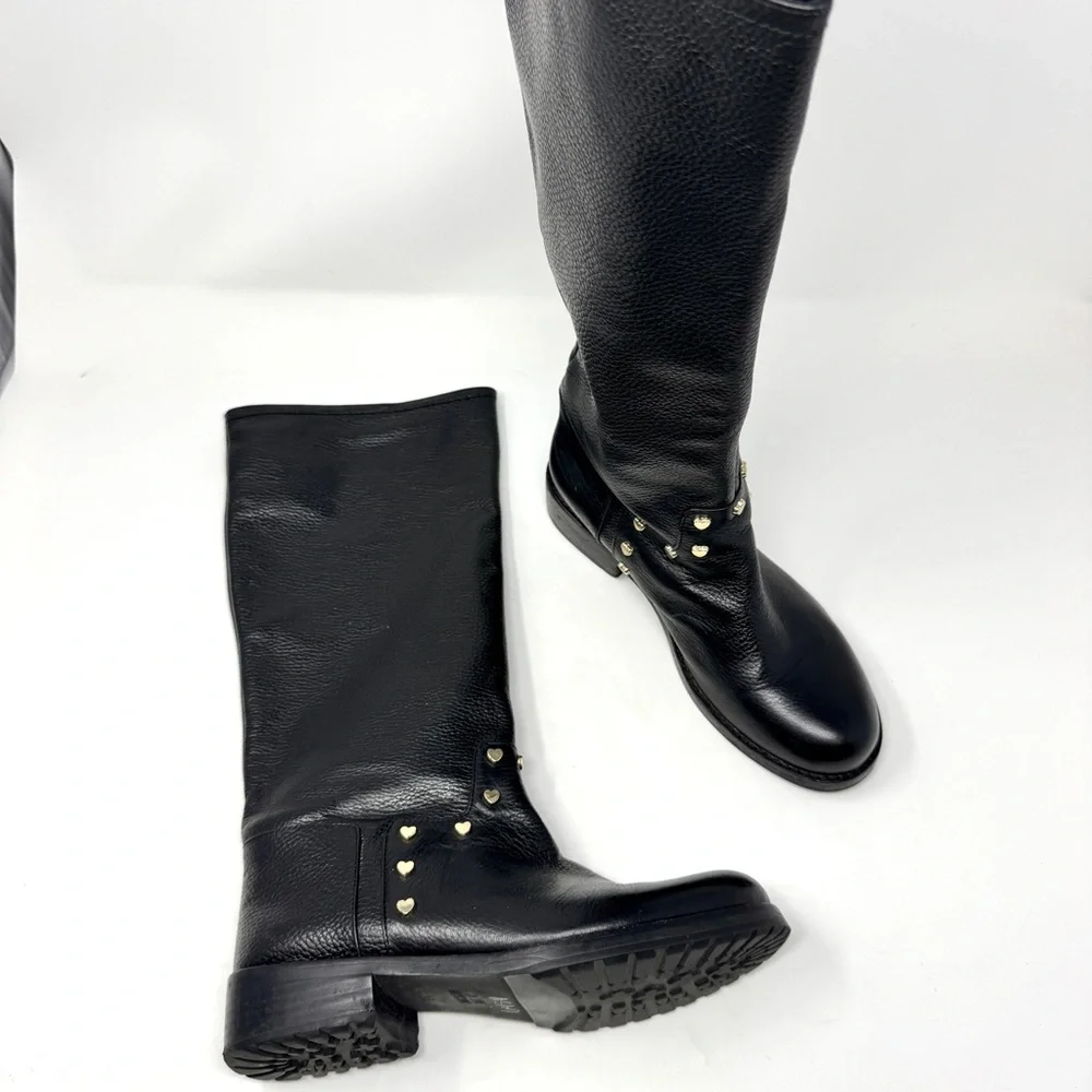 Black Leather Knee-High Boots
